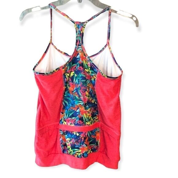 Zuma Blu Sz S Orange Floral Back Racerback Strappy Workout Exercise Yoga Top - Picture 1 of 10